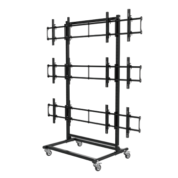 Video wall display cart with 2x3 layout for 46-60 inch screens