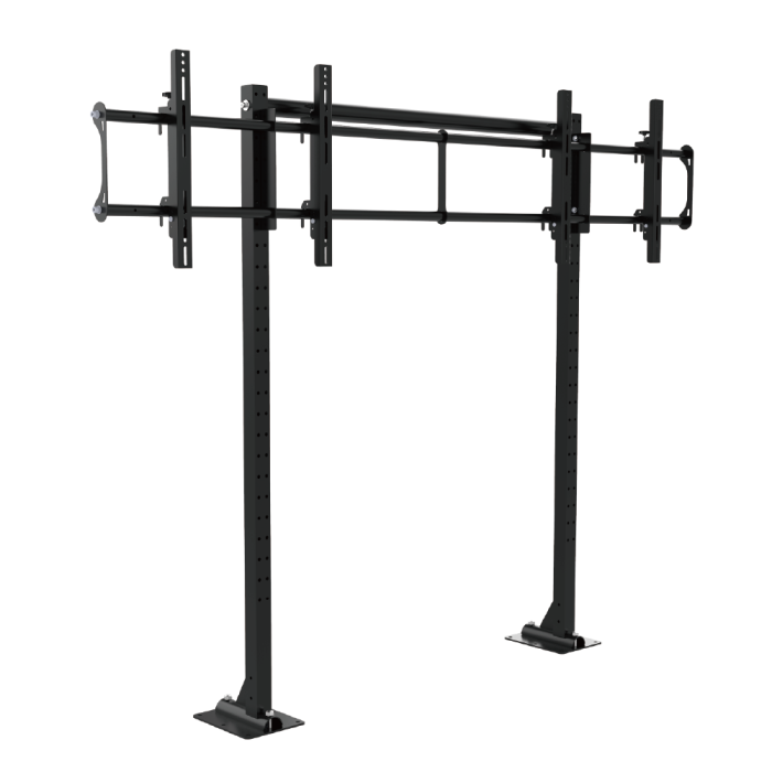 Freestanding video wall monitors for 46-65 inch screens, 2x1 configuration, bolt-down design