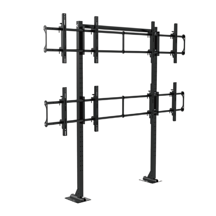 Freestanding 2x2 video wall display solutions for 46-65 inch screens, bolt-down design